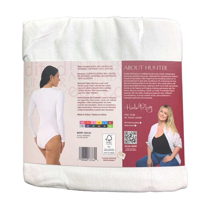 Edited by Hunter McGrady Womens Long Sleeve Bodysuit, Crewneck, Stretch Fabric