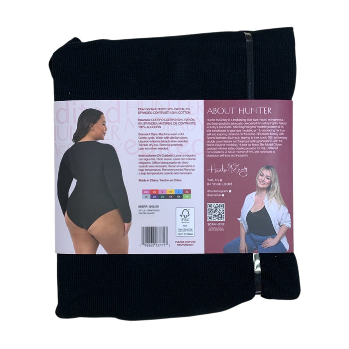 Edited by Hunter McGrady Womens Long Sleeve Bodysuit, Crewneck, Plus Size