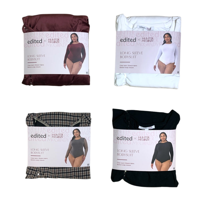 Edited by Hunter McGrady Womens Long Sleeve Bodysuit, Crewneck, Plus Size