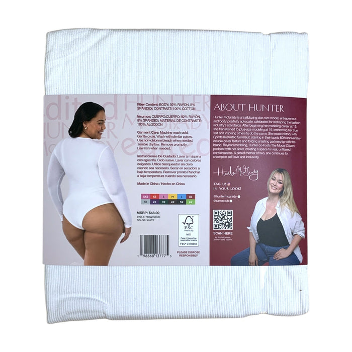 Edited by Hunter McGrady Womens Long Sleeve Bodysuit, Crewneck, Plus Size