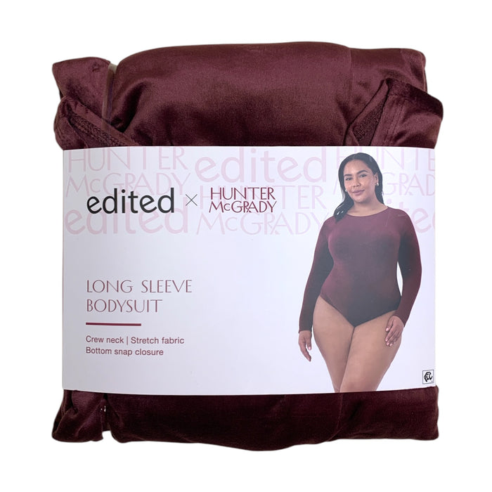 Edited by Hunter McGrady Womens Long Sleeve Bodysuit, Crewneck, Plus Size