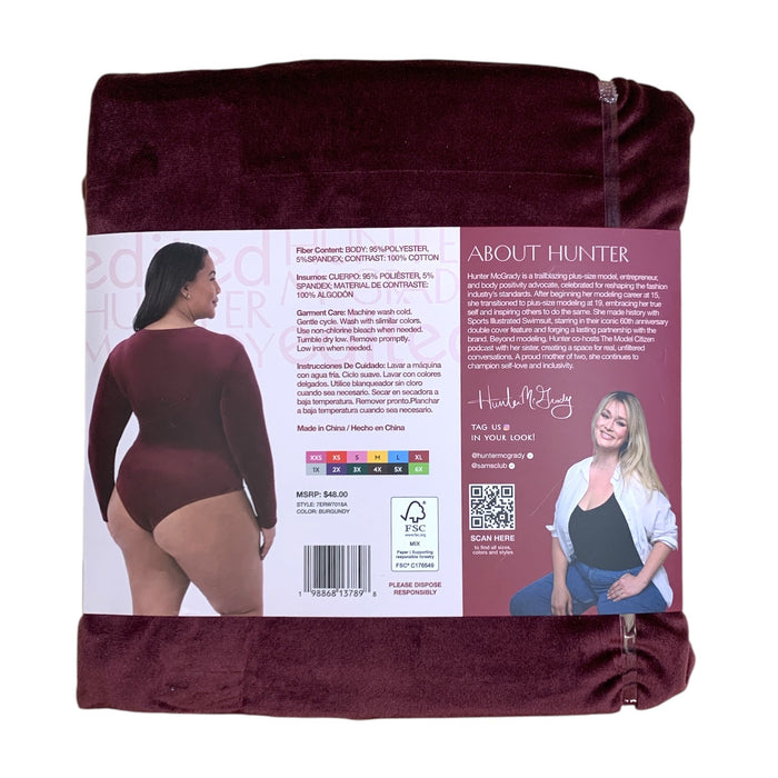 Edited by Hunter McGrady Womens Long Sleeve Bodysuit, Crewneck, Plus Size