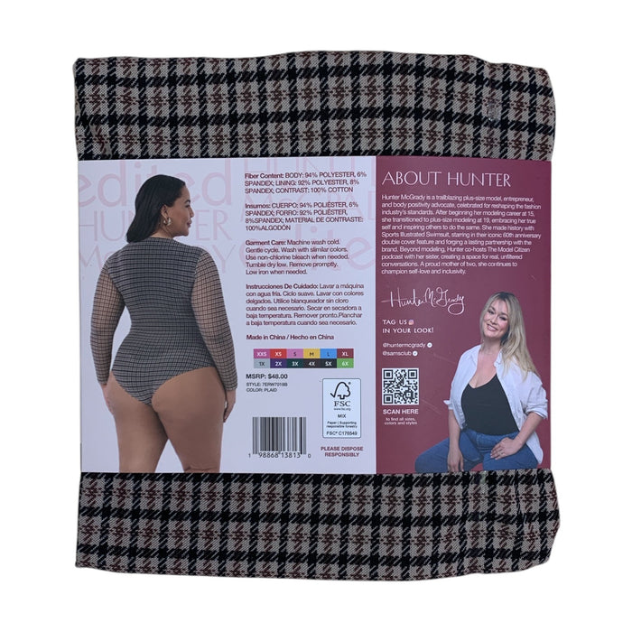 Edited by Hunter McGrady Womens Long Sleeve Bodysuit, Crewneck, Plus Size
