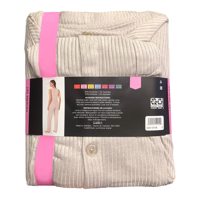 Cuddl Duds 3-Piece Relaxed Fit Soft Knit Ribbed Scoop Neck Pajama Set