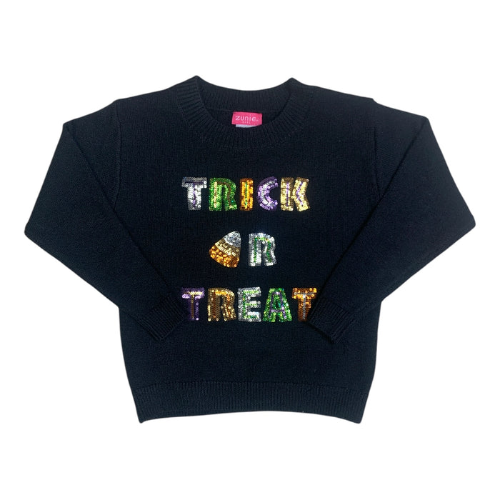 Zunie Girl Girls Halloween Themed Holiday Sweater, Long Sleeve, Eyelash Yarn