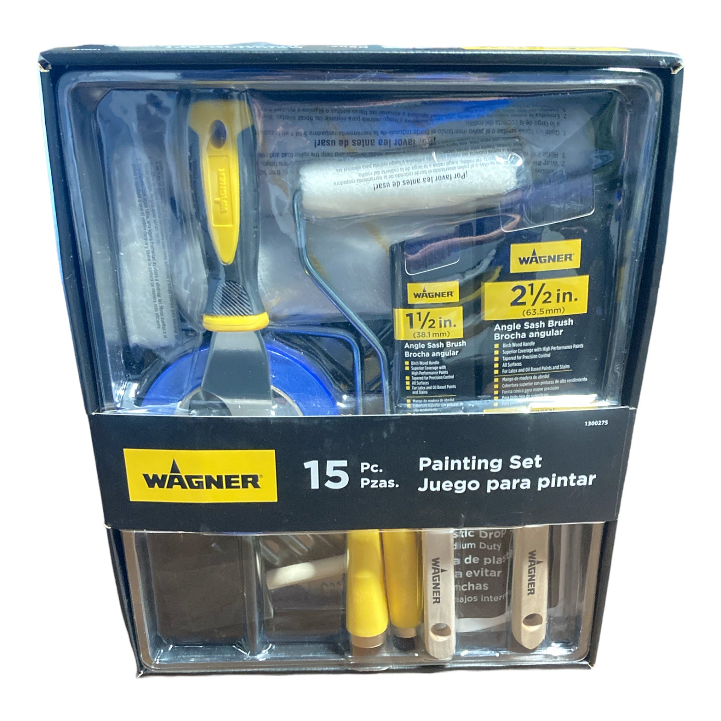 Wagner 15-Piece Paint Set (Brushes, Rollers, Scraper, Trays, Tarp, Tape)