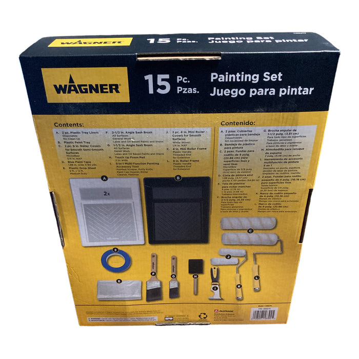 Wagner 15-Piece Paint Set (Brushes, Rollers, Scraper, Trays, Tarp, Tape)