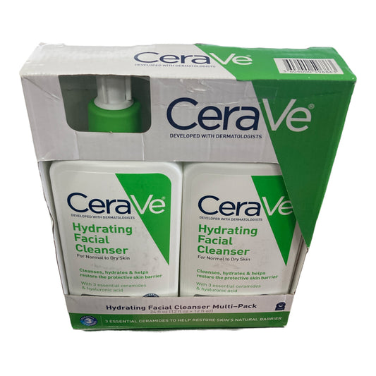 2 Pack CeraVe Hydrating Facial Cleanser for Normal to Dry Skin 12oz ea