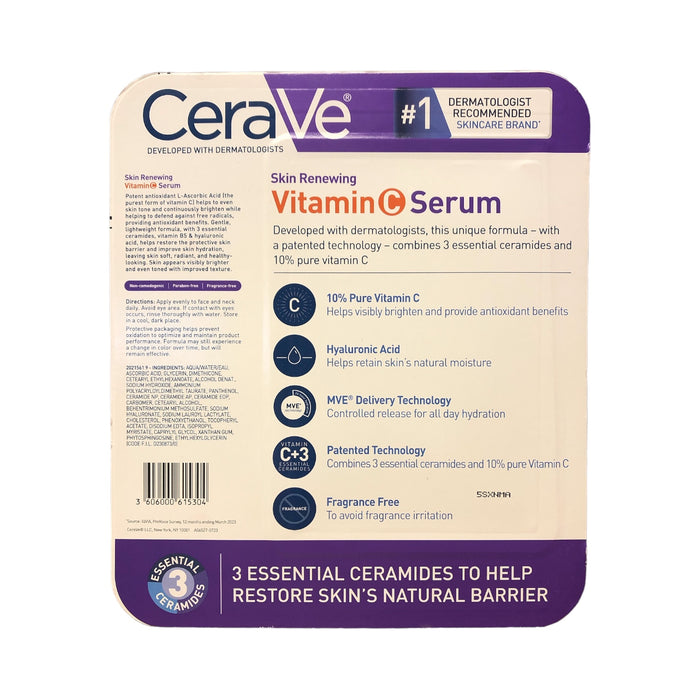 CeraVe Skin Renewing Vitamin C Serum & Vitamin B5 for Visibly Brighter Skin