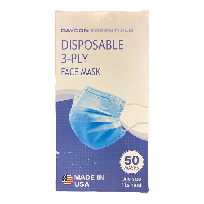 Daycon Essentials Disposable 3-PLY Face Mask, One size Fits Most (50 Count)