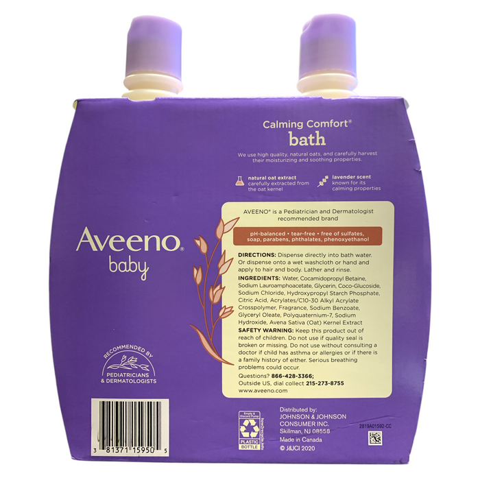 Aveeno Baby Calming Comfort Bath Wash, Vanilla and Lavender, 18fl.oz. 2pack