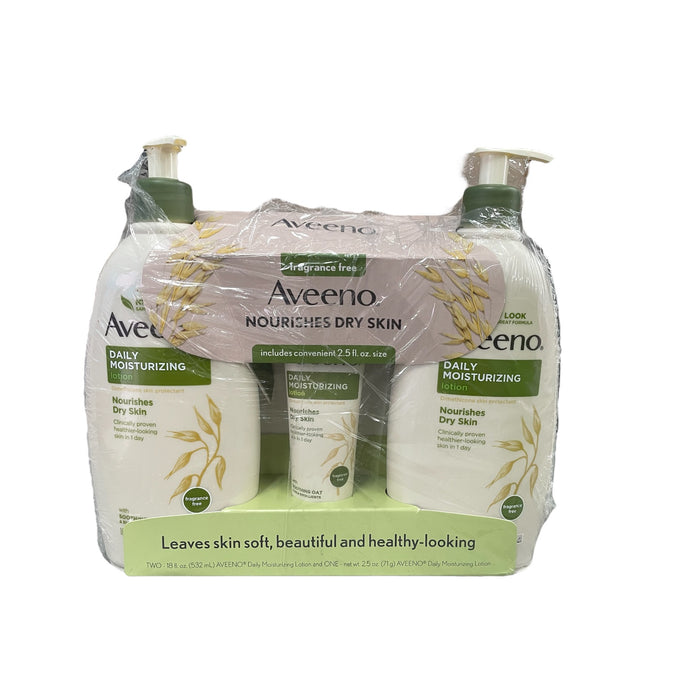 Aveeno Daily Moisturizing Lotion For Dry Skin, 2 Pack Plus Bonus