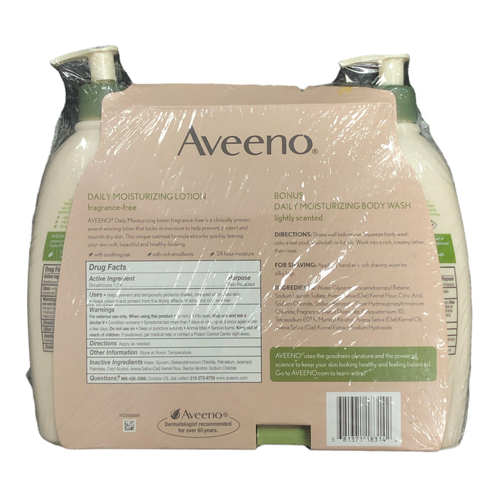 Aveeno Daily Moisturizing Lotion Two Pack with Travel Size and Bonus Body Wash