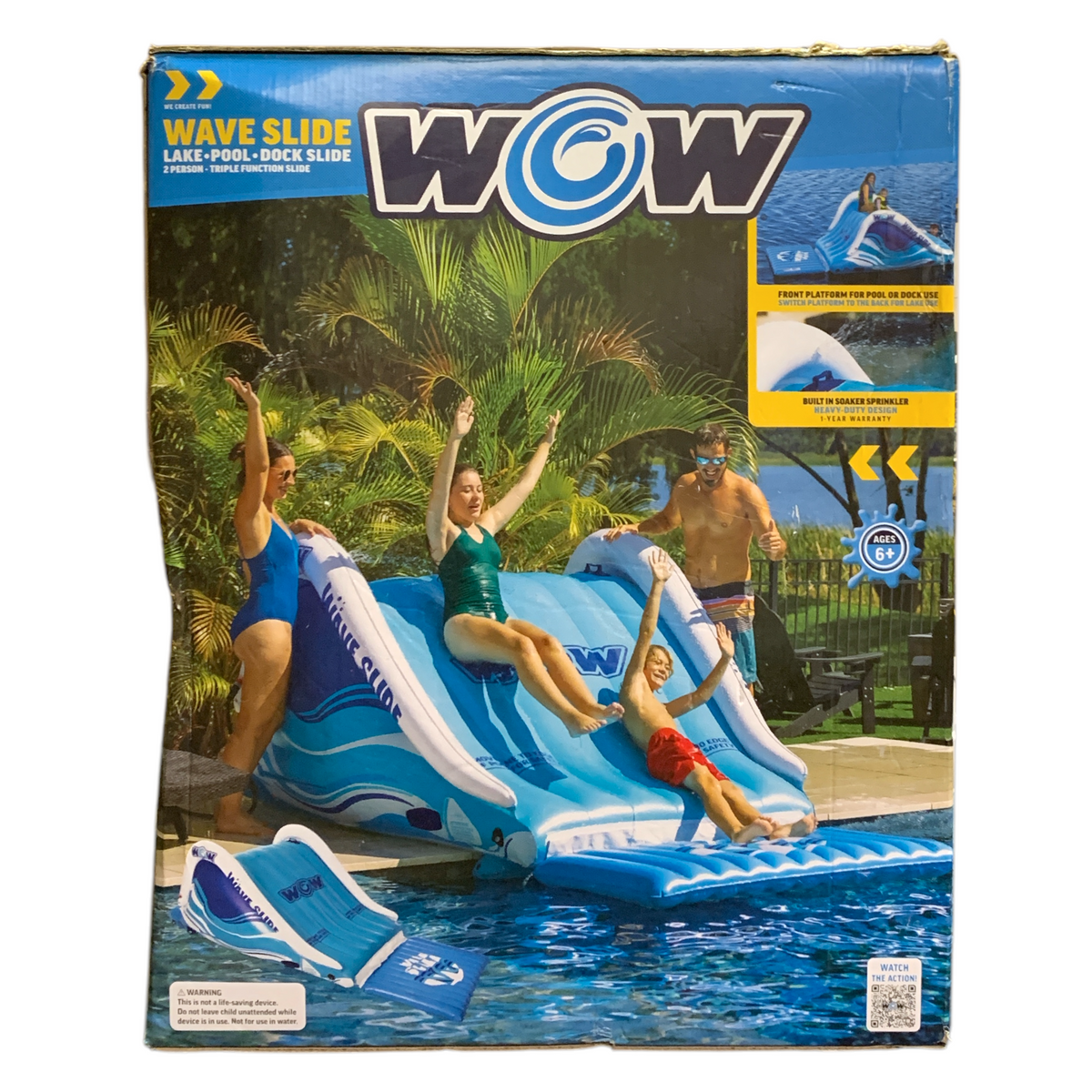 WOW Wave Slide, 2-Person Inflatable Triple Function Slide for Lake, Po ...