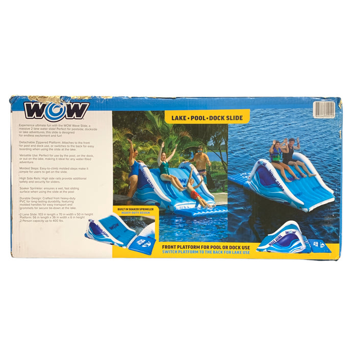 WOW Wave Slide, 2-Person Inflatable Triple Function Slide for Lake, Pool or Dock