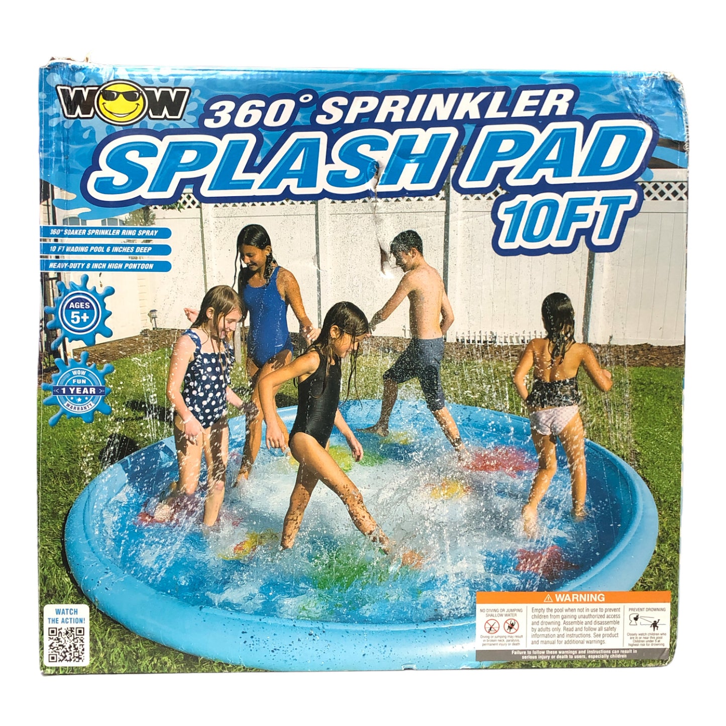 WOW Sports Giant Splash Pad Inflatable 10 Ft Diameter Wading Pool With