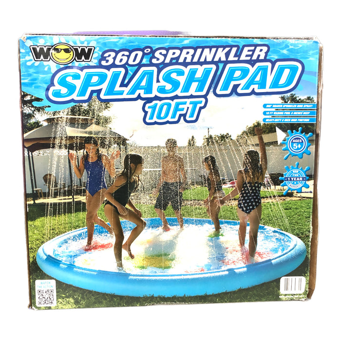 WOW Sports Giant Splash Pad Inflatable 10 Ft Diameter Wading Pool With Sprinkler