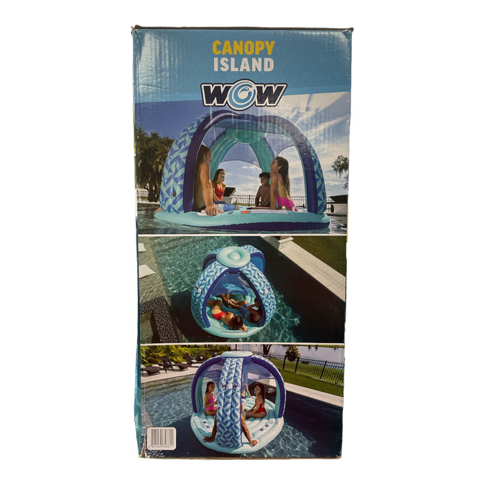 WOW Sports Pool Island Float, Inflatable Float with Canopy, 100" Diameter