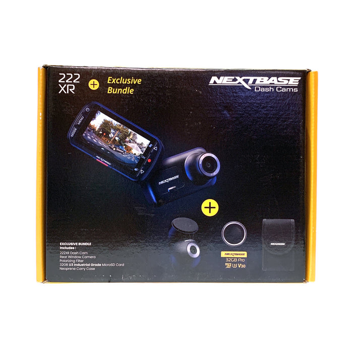 Nextbase 222XR Dash Camera + Rear Cam Bundle, Includes 32GB SD Card