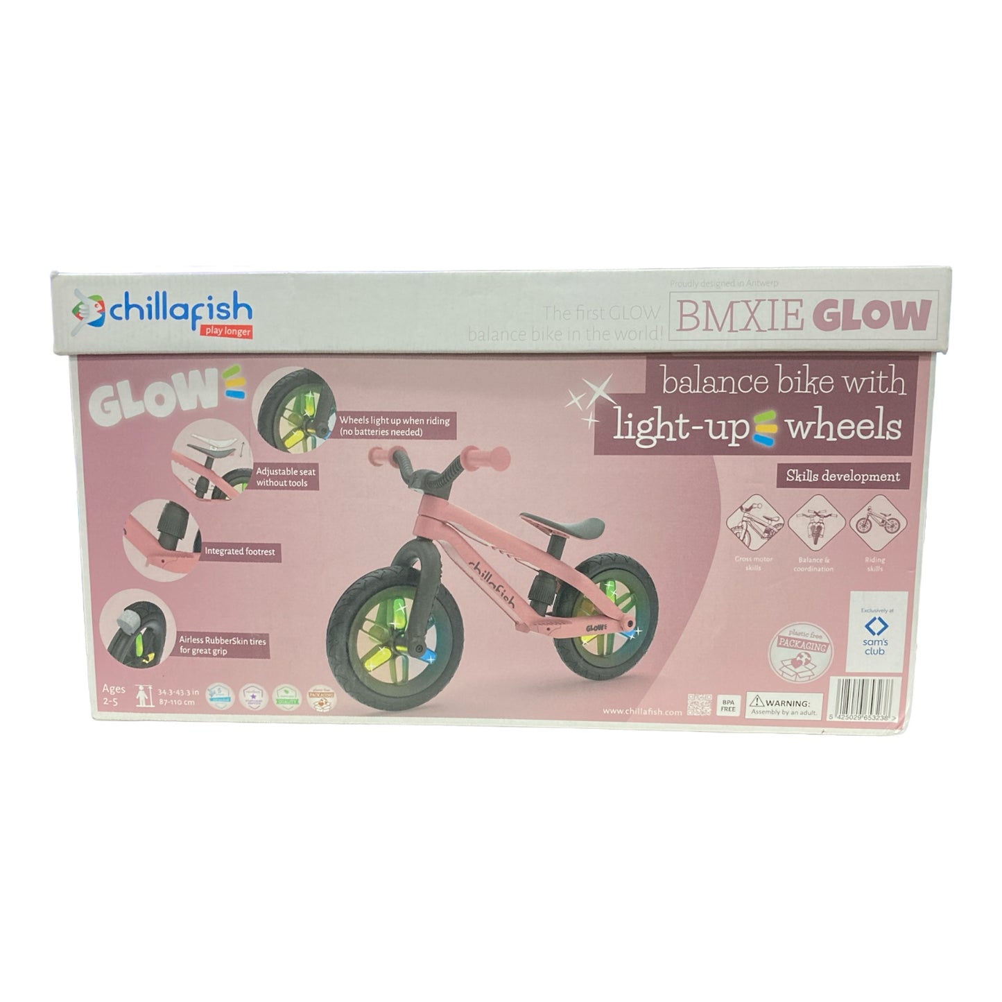 Chillafish BMXie GLOW Lightweight Balance Bike, Pink