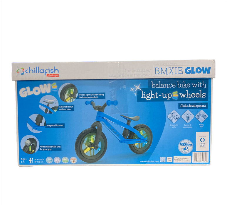 Chillafish BMXie GLOW Lightweight Balance Bike with Light Up Wheels, Blue