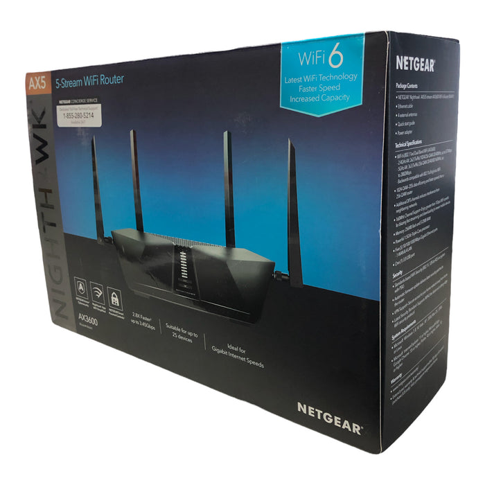 Netgear Nighthawk AX5 5-Stream WiFi 6 Router, Black (AX 3600-RAX41)