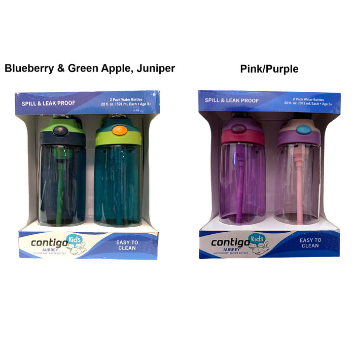 Contigo Kids Aubrey Spill and Leak Proof Autospout Water Bottle, 20 oz, 2 - Pack