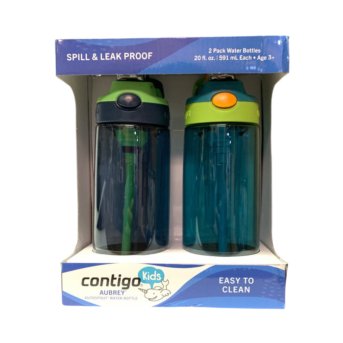 Contigo Kids Aubrey Spill and Leak Proof Autospout Water Bottle, 20 oz, 2 - Pack