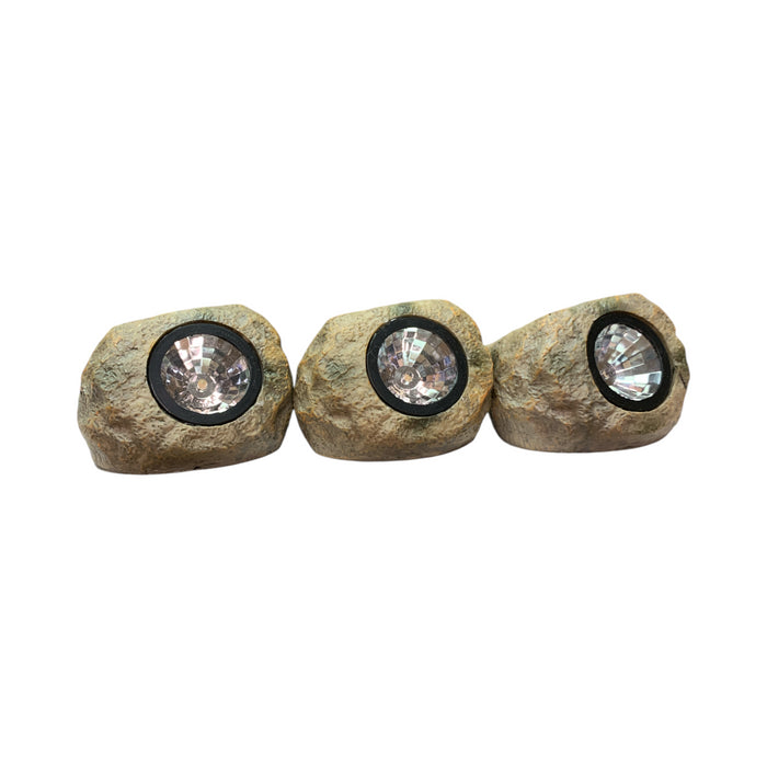 Deck Impressions Solar Sandstone White Rock Spot Light, 3-Pack