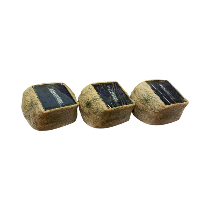 Deck Impressions Solar Sandstone White Rock Spot Light, 3-Pack