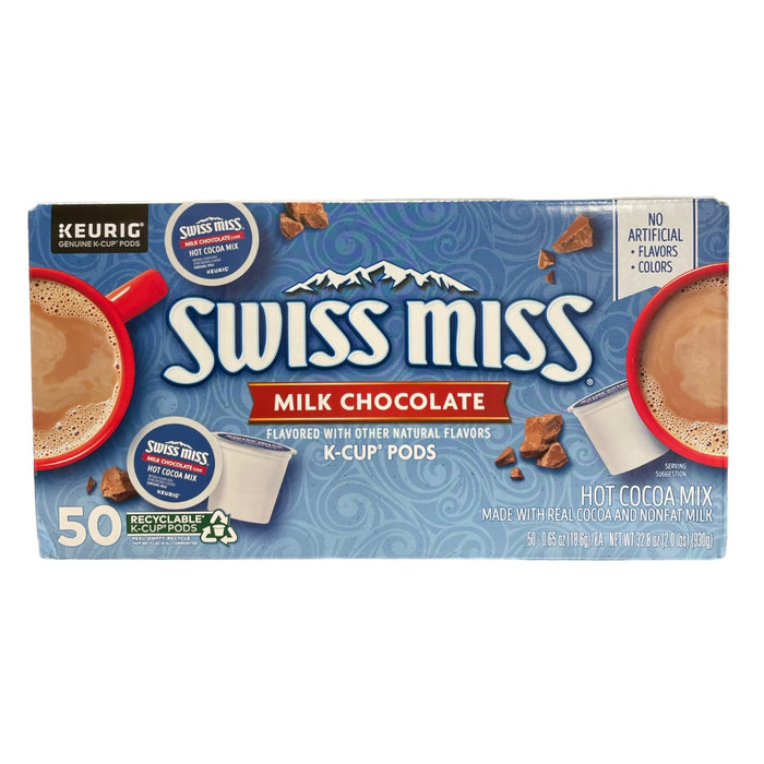 Swiss Miss K-Cup Pods Hot Cocoa Mix, Milk Chocolate, 50 Count - Best By: 12/23