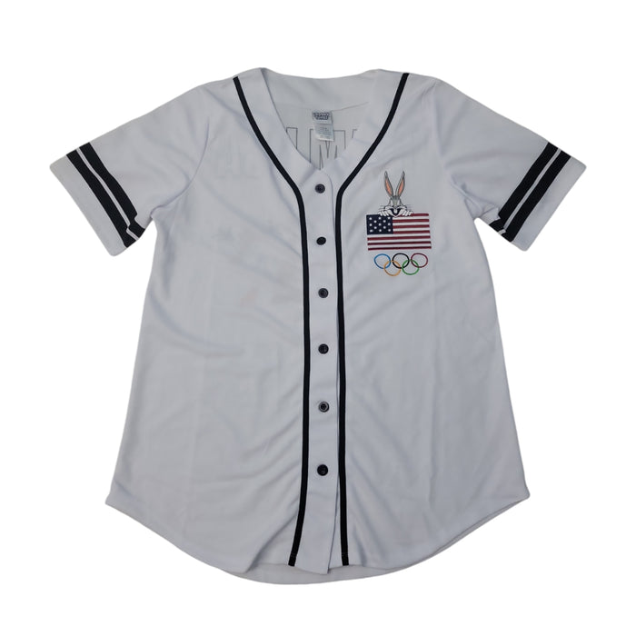 Licensed Women's Soft Short Sleeve Mesh Button Up Jersey Baseball Tee