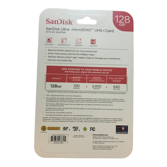 SanDisk 128GB Ultra microSDXC UHS-I Card with SD Adapter