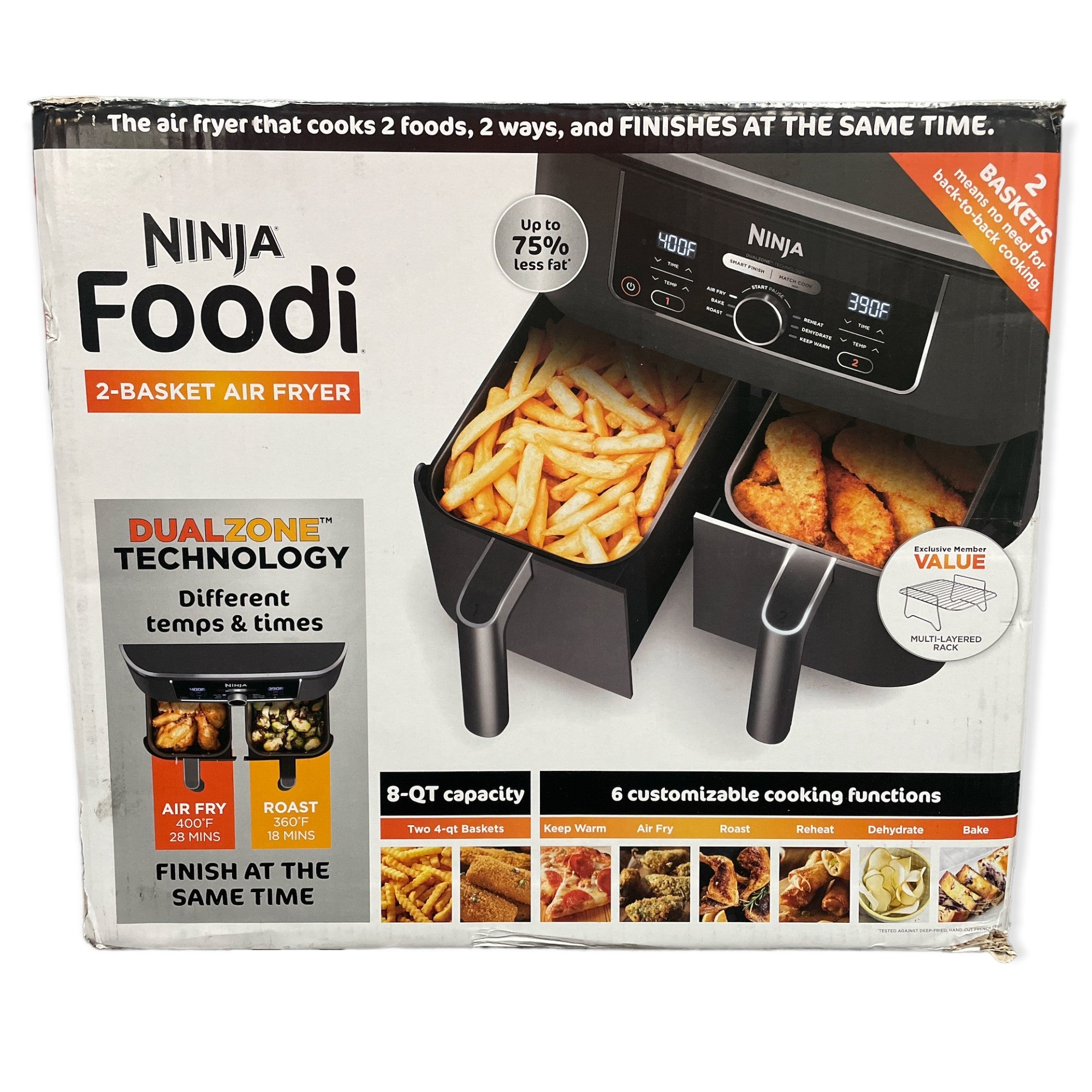 Ninja Foodi 6-in-1, 8-qt. 2-Basket Air Fryer With DualZone Technology ...