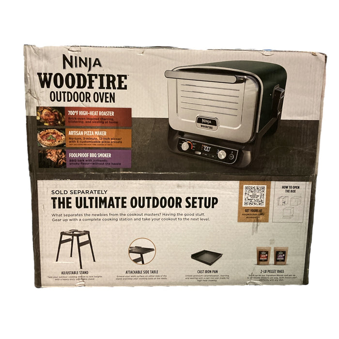 Ninja Woodfire 8-in-1 Outdoor Electric Pizza Oven 700°F High-Heat Roaster