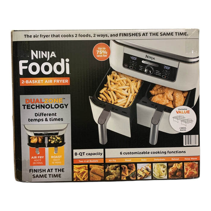 Ninja Foodi 6-in-1, 8-qt. 2-Basket Air Fryer with DualZone, AD150A (White)