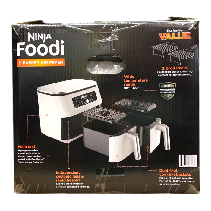 Ninja Foodi 6-in-1, 8-qt. 2-Basket Air Fryer with DualZone, AD150A (White)