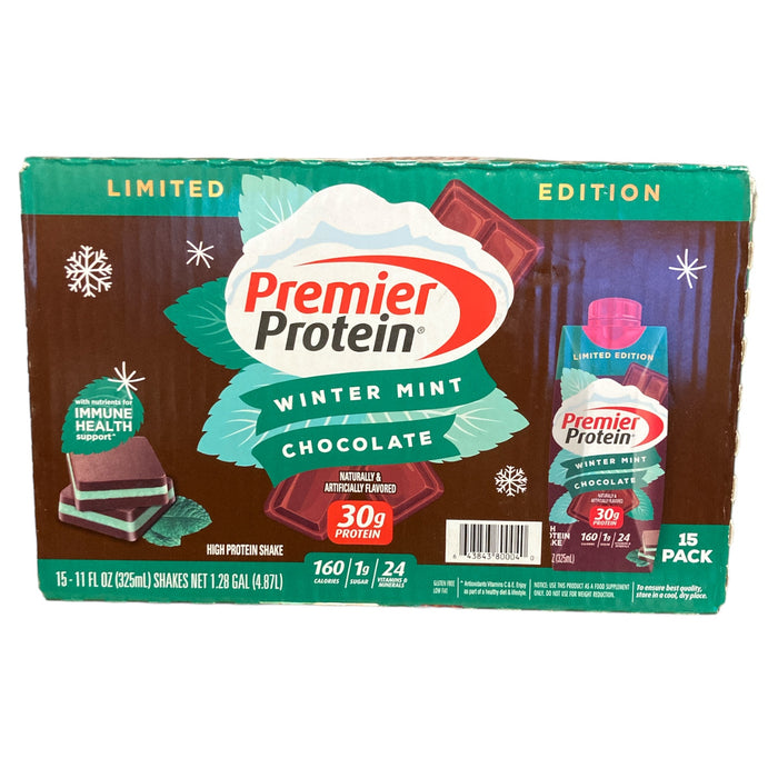 Premier Protein High Protein Shake, Winter Mint Chocolate, 11 Fl Oz (Pack of 15)