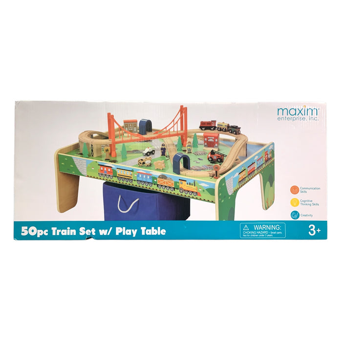 Maxim Enterprise, Inc. Wooden 50 Piece Train Set with Play Table
