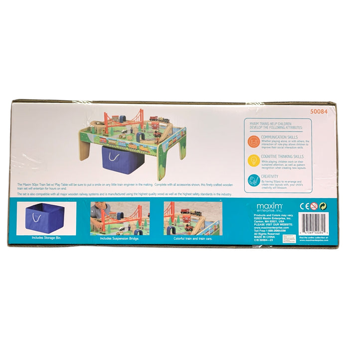 Maxim Enterprise, Inc. Wooden 50 Piece Train Set with Play Table
