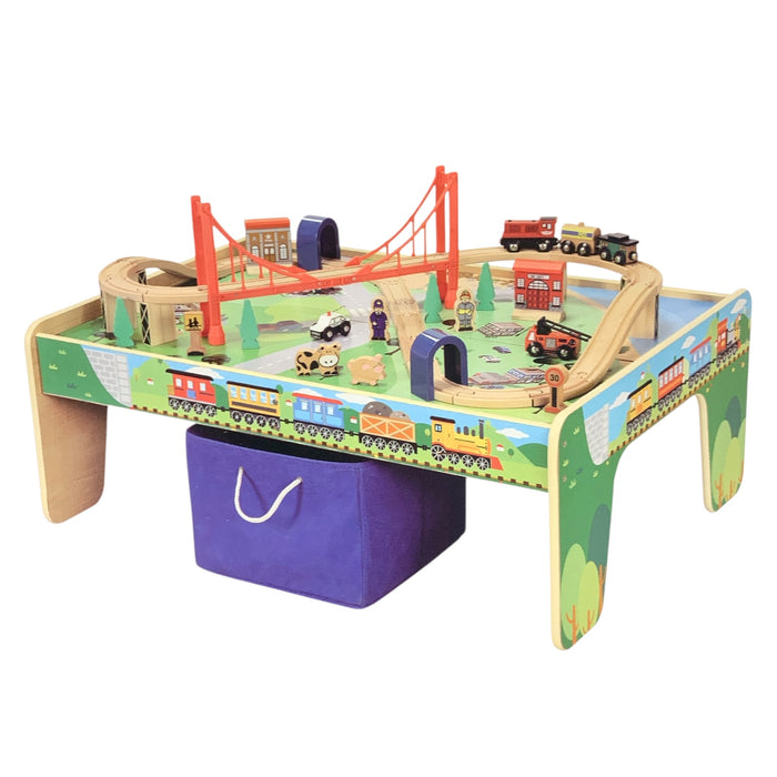 Maxim Enterprise, Inc. Wooden 50 Piece Train Set with Play Table