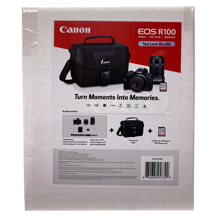 Canon EOS R100 Two-Lens Camera Bundle, RF-S 18-45mm, RF-S 55-210mm & Carry Case