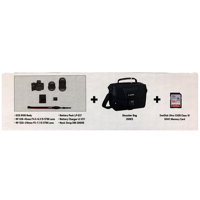 Canon EOS R100 Two-Lens Camera Bundle, RF-S 18-45mm, RF-S 55-210mm & Carry Case