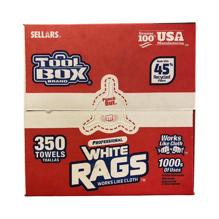 TOOLBOX Professional White Shop Rags, Center Pull, Disposable Towels (350 ct)