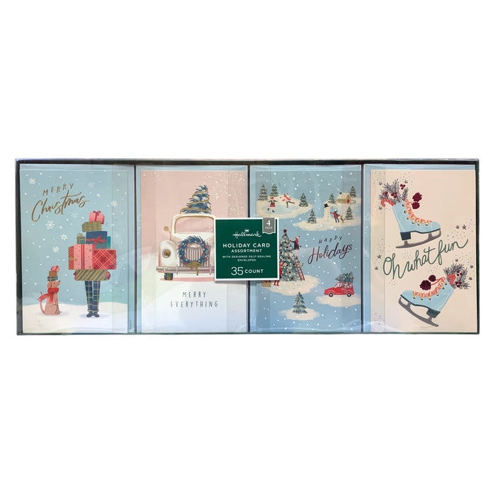 Hallmark Holiday Card Assortment w/ Designed Self-Sealing Envelopes, 4 Designs
