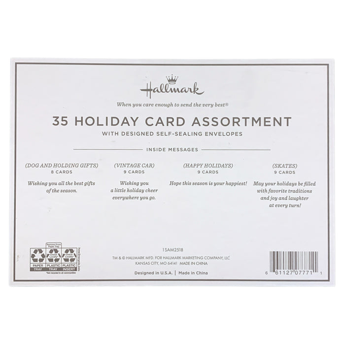 Hallmark Holiday Card Assortment w/ Designed Self-Sealing Envelopes, 4 Designs