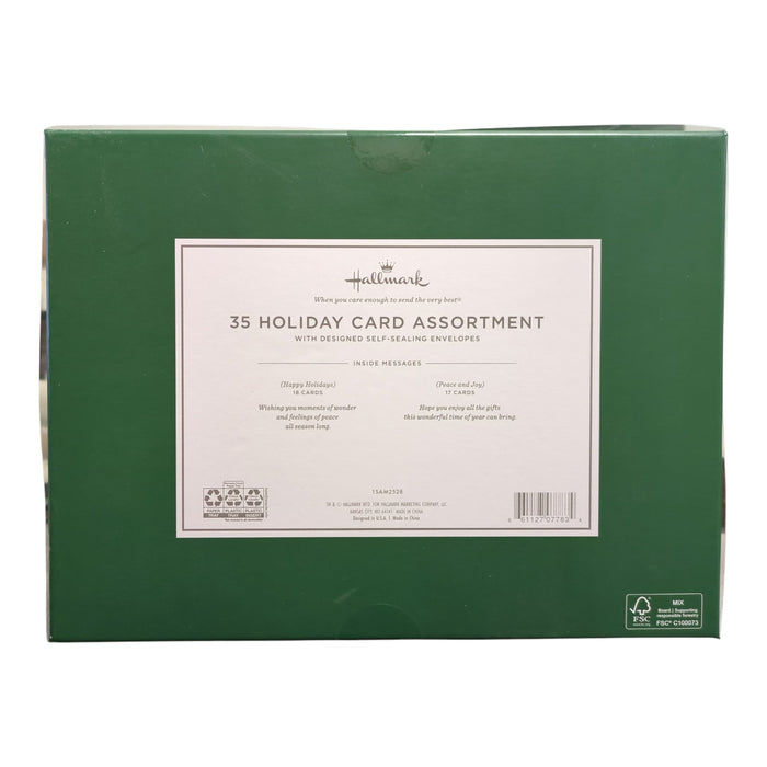 Hallmark Holiday Card Assortment 2-Pack, 35 Cards & Designed Self-Seal Envelopes