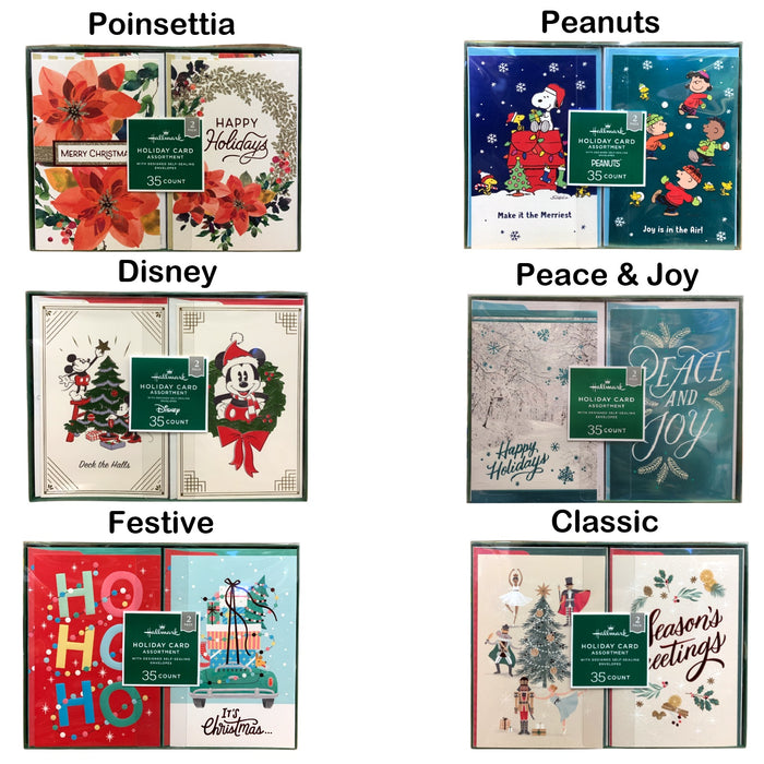Hallmark Holiday Card Assortment 2-Pack, 35 Cards & Designed Self-Seal Envelopes