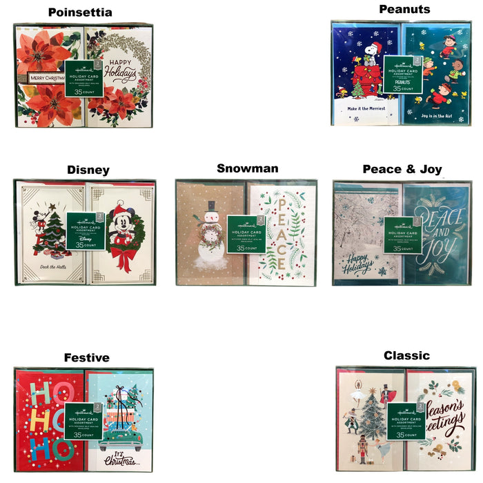 Hallmark Holiday Card Assortment 2-Pack, 35 Cards & Designed Self-Seal Envelopes