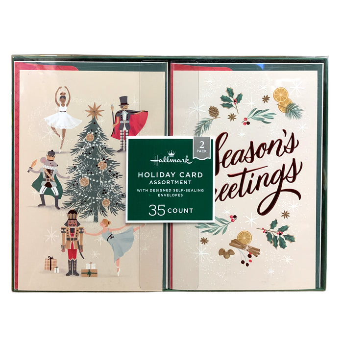 Hallmark Holiday Card Assortment 2-Pack, 35 Cards & Designed Self-Seal Envelopes